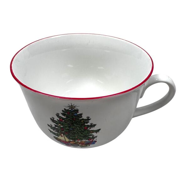 Cuthbertson American Christmas Tree Cups Saucers White Red Trim Service Set of 8 - Picture 2 of 12